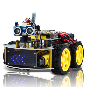 Keyestudio Smart Car Robot,4Wd Programmable Diy Starter Kit For Arduino For Uno R3,Electronics Programming Project/Stem Educational/Science Coding Kit For Teens Adults,15+