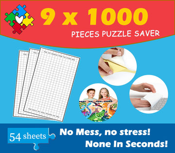 Preserve 9 X 1000 Piece Puzzle Glue Sheets Clear Saver Peel and Stick 54 Puzzle Saver Sheets Puzzle Frame Kit Puzzle Glue Clear No Stress and No Mess Adhesive Sheets Preserve Puzzle for mature-themed and Kids