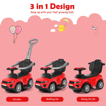Honey Joy Ride On Push Car, Foot To Floor Ride On Sliding Car Push Handle & Detachable Guardrail, Sound & Lights, Under Seat Storage, Push Cars For Toddlers 1-3, Gift For Kids Boys Girls(Red)