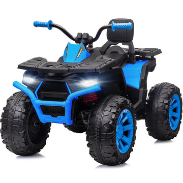 Hikiddo Kids Atv 4 Wheeler, 24V 4Wd Electric Atv Ride On Toy For Big Kid With 2-Seater, 4X200W Motor - Blue