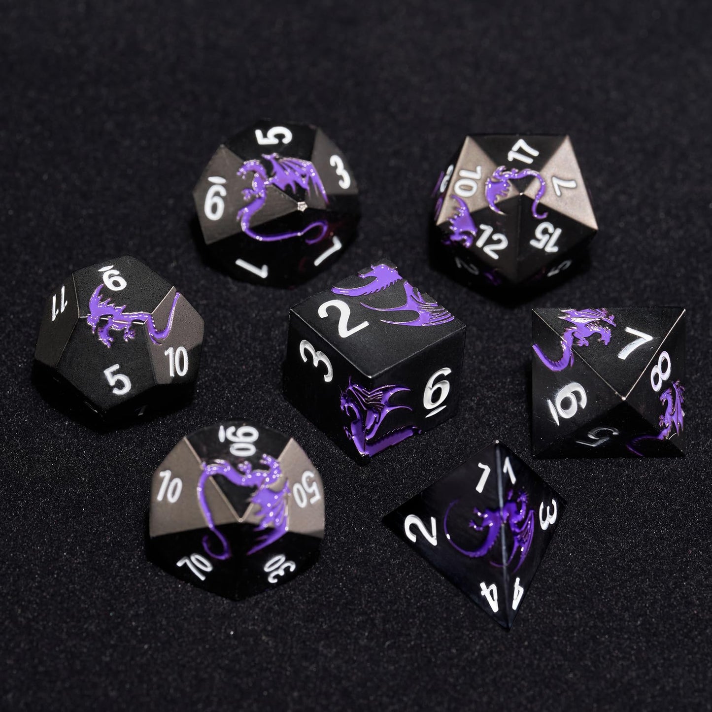 Metal Dice Set D&D, HNCCESG Polyhedral Dice 7 Piece Dice Dragon Metallic DND Dice Set for Dungeons and Dragon RPG Tabletop Game(