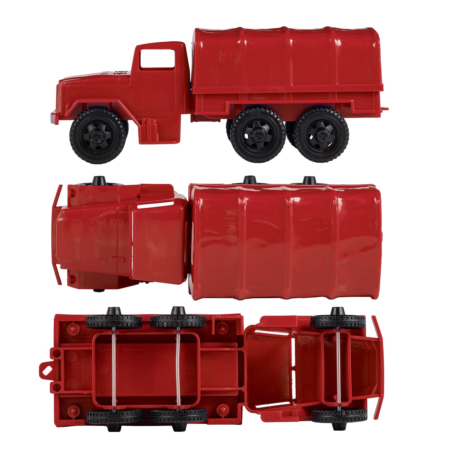 TimMee Military Cargo Trucks - 2 Red Plastic Army Men Deuce & a Half Vehicles