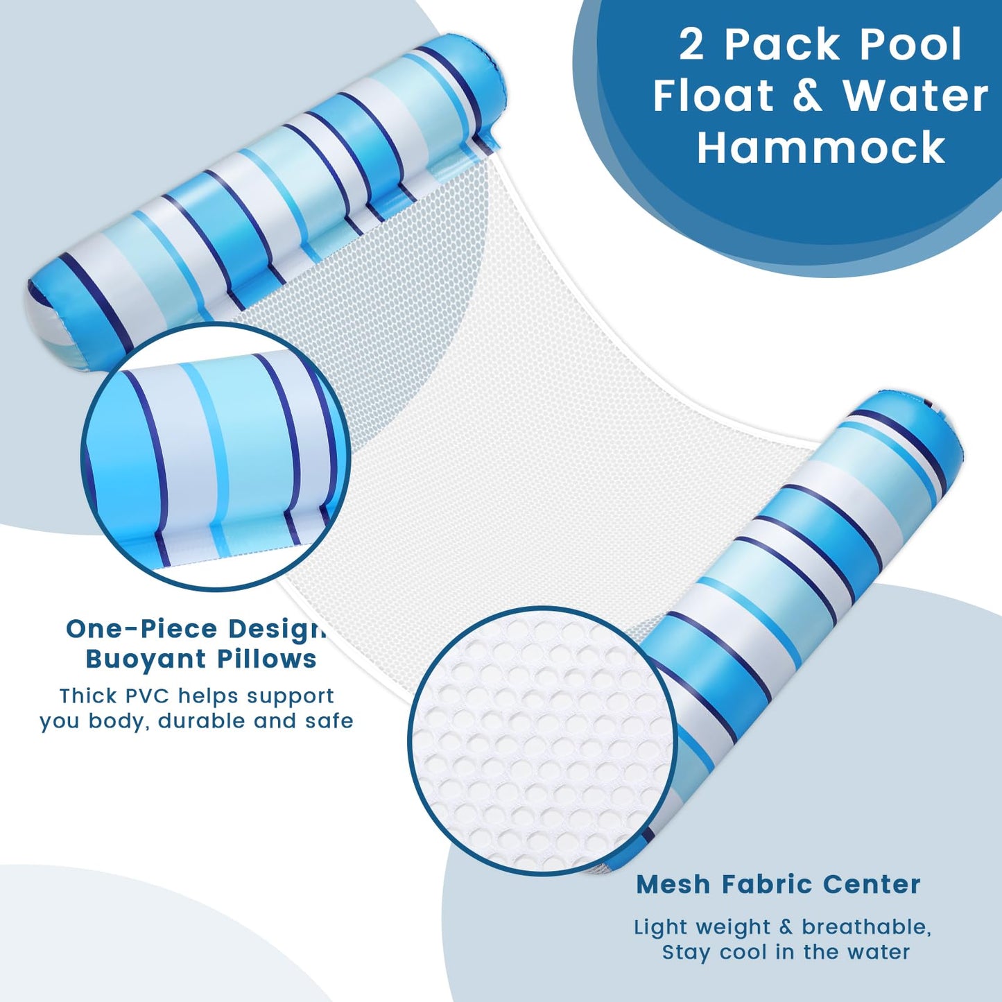 Pool Floats mature-themed  2 Pack Inflatable Pool Floats  4-in-1 Multi-Purpose Rafts Lounger Water Hck for Swimming Pool  Thick PVC Pool Floaties for mature-themeds Vacation