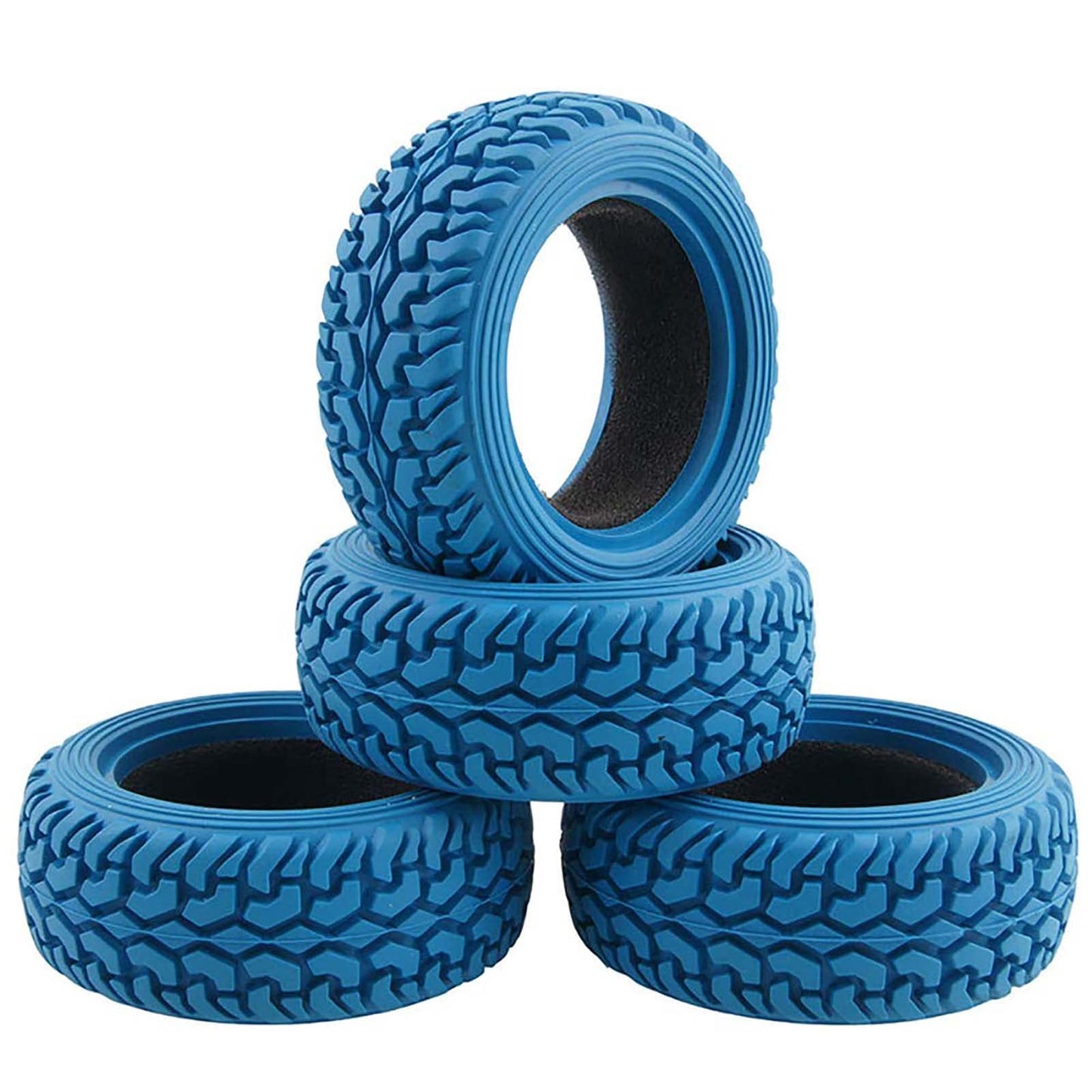 LAFEINA 75mm Rubber Tires and 6 Spokes Green Plastic Wheel Rims for 1/10 Scale HSP 94123 HPI Kyosho Tamiya RC On Road Car 1:16 R