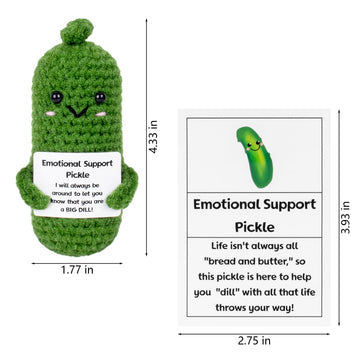 Giftiara Funny Pickle Doll, Cute Crochet Cucumber Toy With Positive Card Cheer Up Funny Gag Gifts For Emotional Support Best Friend Birthday Housewarming Women Teacher Fall (Pickle)