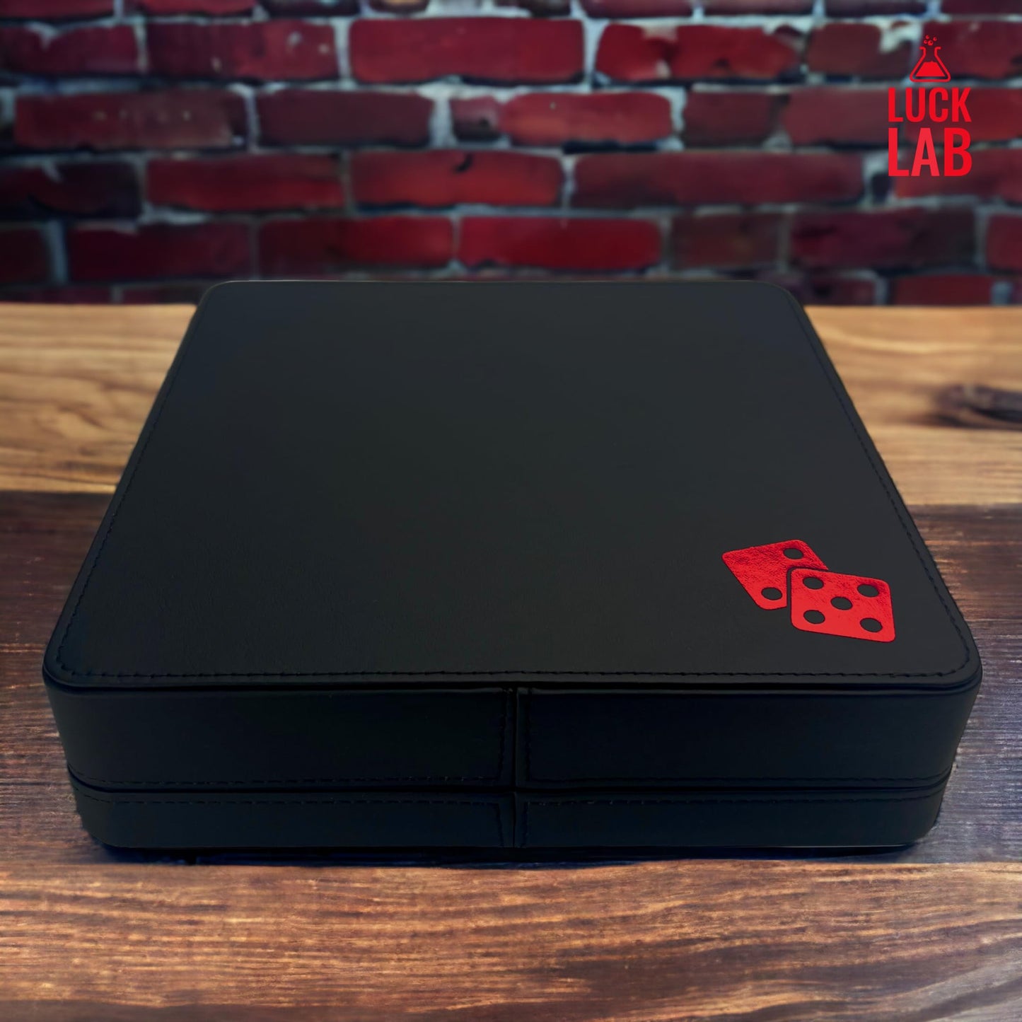 Luck Lab Farkle Dice Tray And Storage Case - Includes Embedded Scoring Combinations, 2 Sets Of 6 Pearl Dice, 40 Sheet Score Pad And Pen Holder For The Classic Family Game (Red)