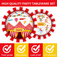 Gisgfim 96 Pcs Circus Party Supplies Paper Plates Napkins Carnival Party Disposable Tableware Set Birthday Decorations Favors Fo