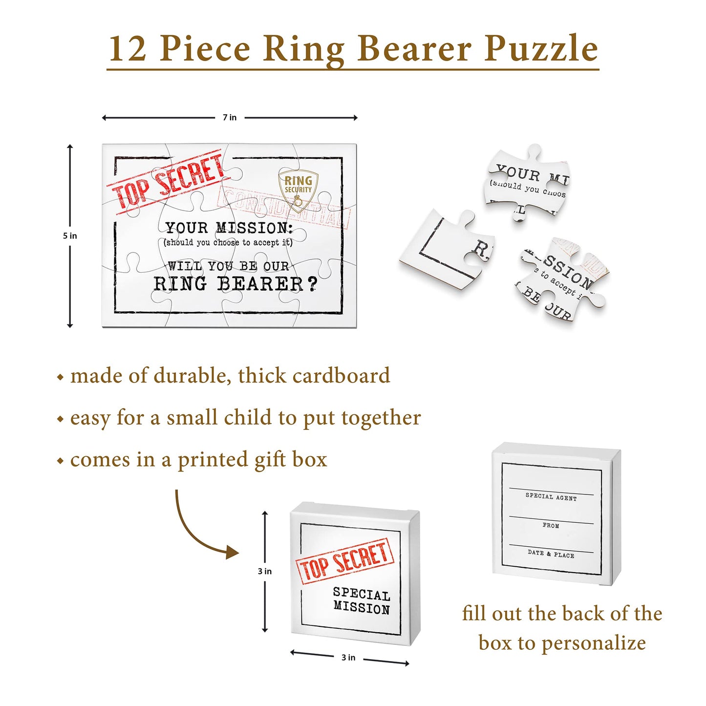 Lillian Rose Gift, Will You Be Our Ring Bearer Puzzle, One Size, White
