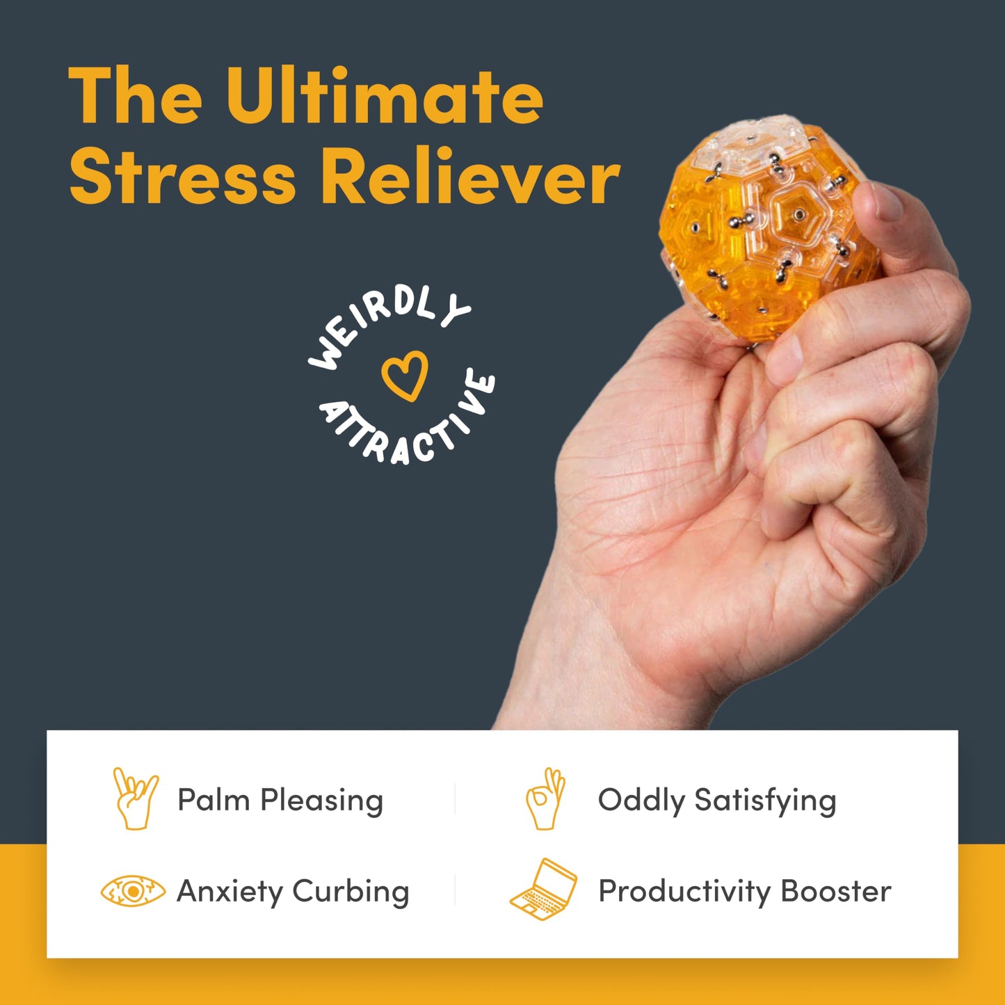 Speks Geode Magnetic Fidget Toy | Sensory Desk Toy For Adults & Teens 14+ | Stress Relief Gift | Sphere, Topaz