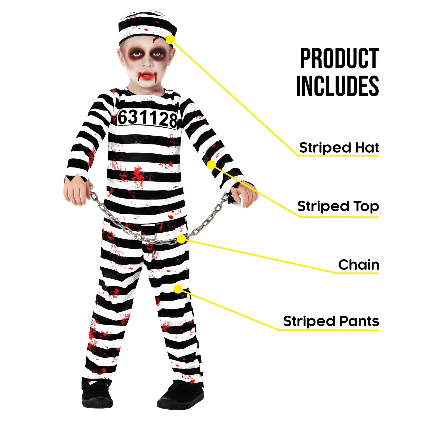 Morph Kids Prisoner Costume Kids Boys Jail Costume Kids Escaped Convict Costume Prison Costume For Kids Halloween Costumes For B