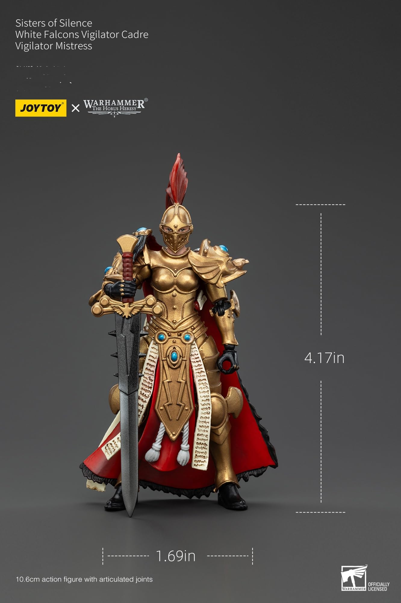 JOYTOY Warhammer Horus Heresy Sisters of Silence White Falcons Vigilator Cadre Vigilator Mistress 1:18 Scale 4.17in Action Figur
