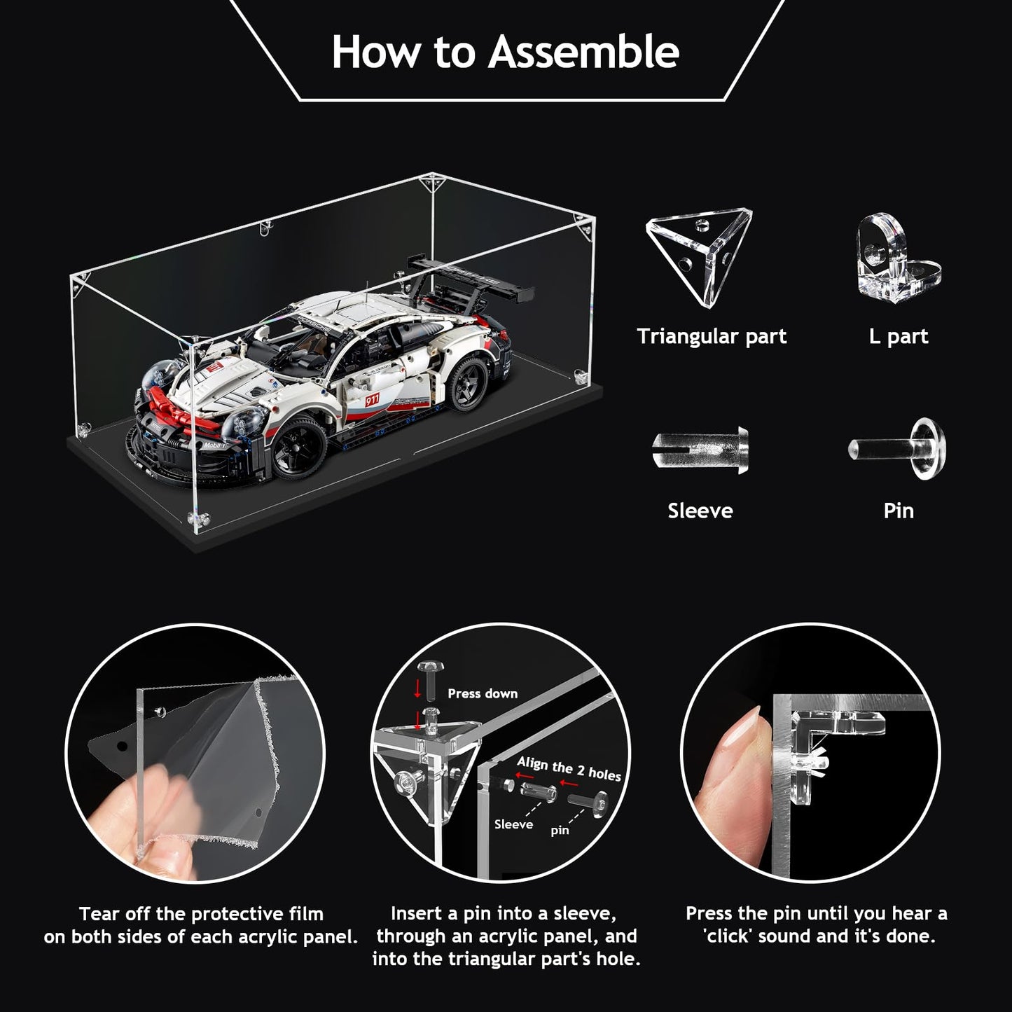 3Mm Clear Acrylic Display Case For 1:18 Scale Vehicle Model, Thickened Acrylic Display Box For Lego Model Cars Lego 42161 / 4213