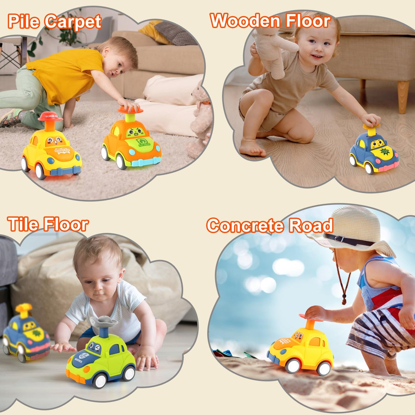 Qsonsell Car Toys For Toddlers 1-3 One Year Old Boy Birthday Gift For Boys Girls Pull Back City Vehicle Toys Party Favors For Ki