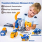 Fuzzy Pixie Toddler Construction Car Set - 5pcs Dinosaur Rescue Robots, DIY STEM Toy, Medium, Blue, Magnetic Vehicles