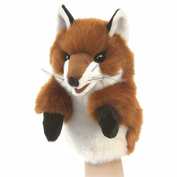 Folkmanis Little Fox Hand Puppet, Red/Dark Brown/White, 8''