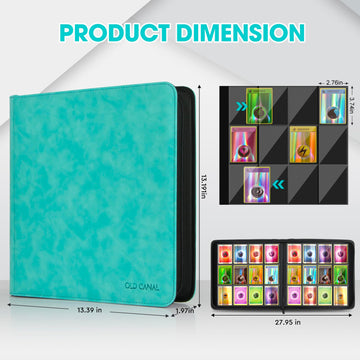 Old Canal Trading Card Binder  12 Pocket Card Album Folder Hold Up to 720 Cards  enhanced and Durable Zipper Binder  Cards Holder Album for MTG  TCG  Baseball Cards  Football Cards (Tiffany Blue)