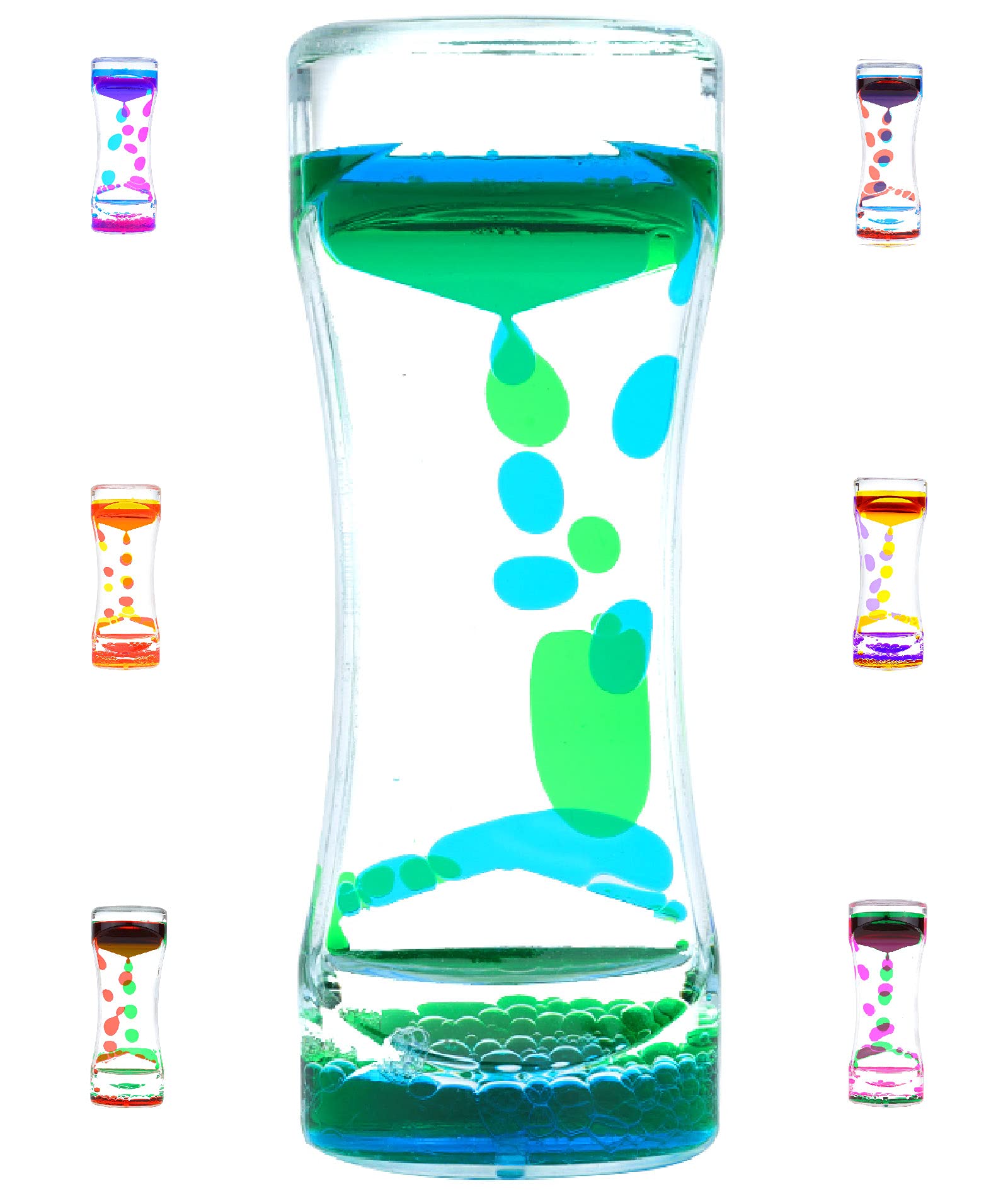 Liquid Motion Bubbler Timer Diamond Shaped Liquid Timer For Fidget Toy,Autism Toys, Children Activity, Calm Relaxing,Penguin Desk Toys And Home Ornament (Blue And Green-Ordinary)