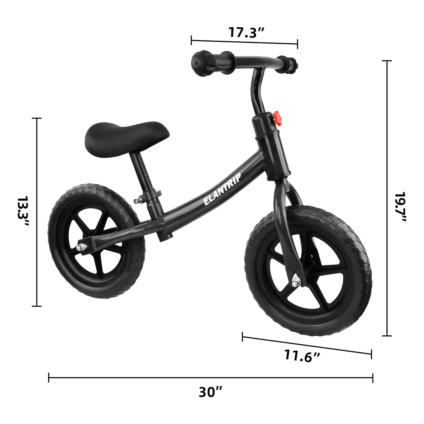 Elantrip Balance Bike, Lightweight Black Toddler Bike For 1-3 Year Old Boys, Birthday Gift Toys For 1-3 Year Old Boys And Girls, No Pedal Bikes For Kids With Adjustable Handlebar And Seat