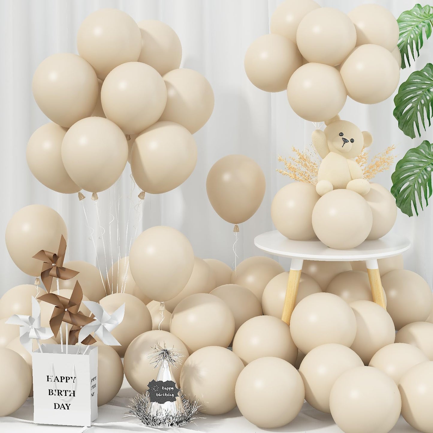 Jobkoo White Sand Balloons 5 Inch, 60 Pcs Small Beige Balloon Boho White Latex Cream Balloons 5'' Mini Matte Retro Off White Neu