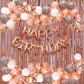 HK balloons Rubber 58 Pcs Set Rose Gold Happy Birthday Banner Balloon Arch Decoration Set With Confetti Balloon Pump For Birthda