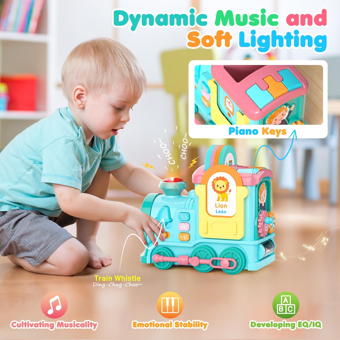 Hot Bee Talking Flash Cards For Toddlers,Learning Toys For 1 2 3 4 5 6 Year Old Boys,Montessori Toys,24-In-1 Multi Musical Train