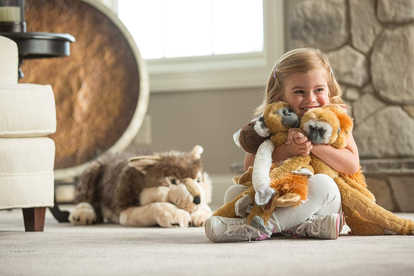 WILD REPUBLIC Plush White Handed Gibbon Monkey Toy, 20" Polyester Stuffed Animal, Perfect Gift for Kids