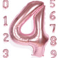 Aule 40 Inch Big Rose Gold 4 Balloon Number Large Foil Helium Number Balloons 0-9 Jumbo Giant Happy 4Th Birthday Party Decoratio