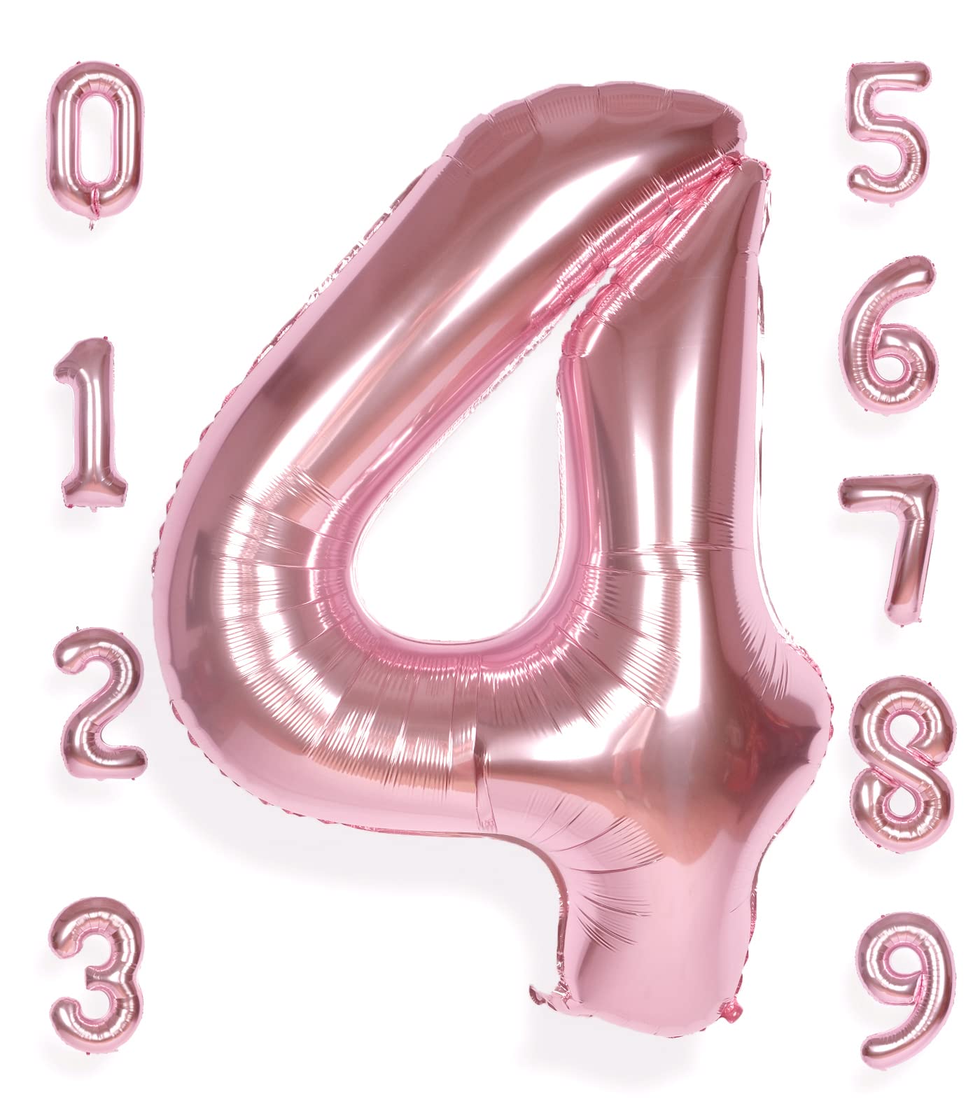 Aule 40 Inch Big Rose Gold 4 Balloon Number Large Foil Helium Number Balloons 0-9 Jumbo Giant Happy 4Th Birthday Party Decoratio