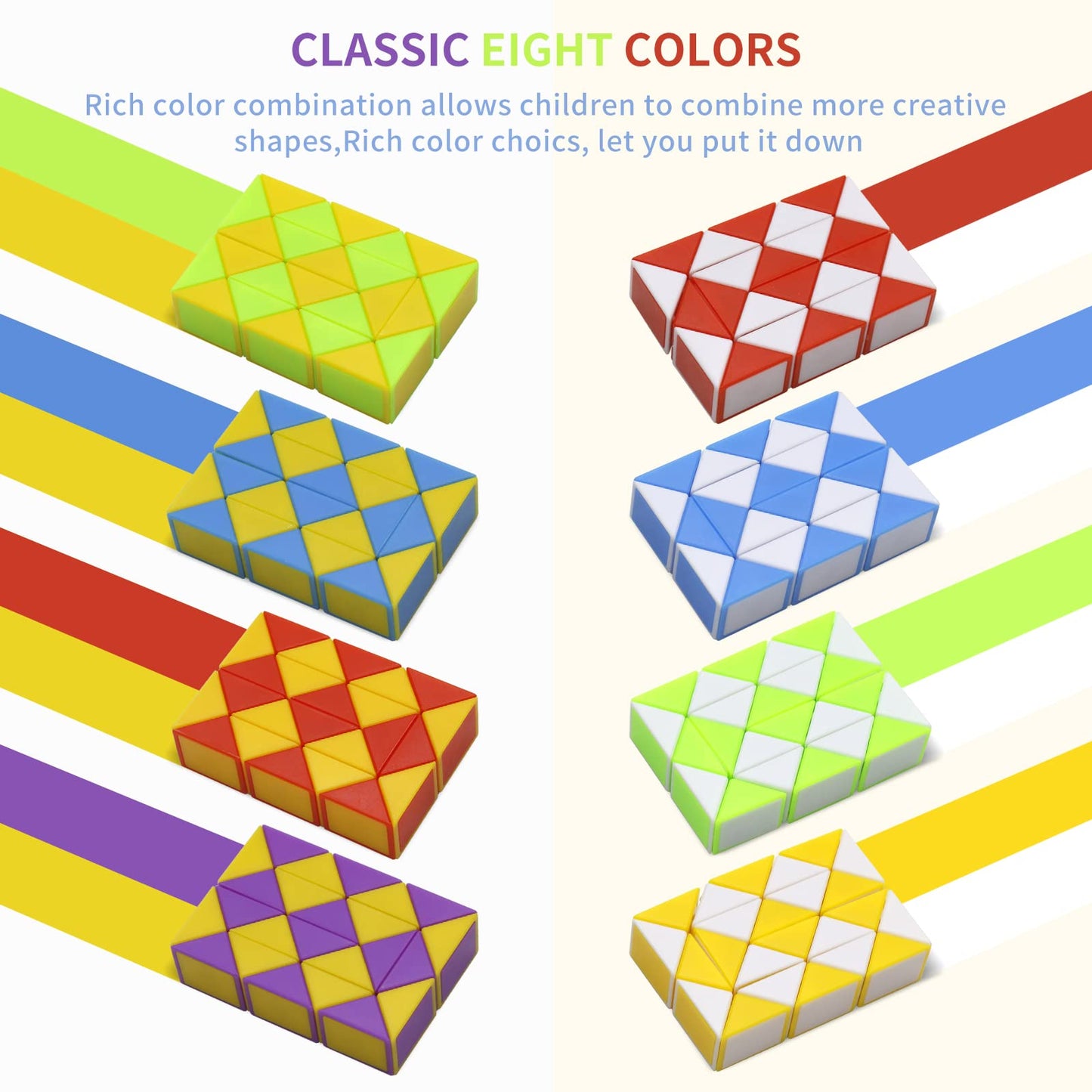 LENDOD 24 Pack 24 Blocks Mini Fidget Snake Cube Mini Twist Puzzle Cubes Magic Speed Cubes Toy for Kids Party Bag Fillers  Party Supplies