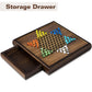 Elongdi 2 In 1 Magnetic Chess Set & Chinese Checkers 13' Wooden Board Game With Storage Drawer And 60 Glass Marbles + Bonus 12 Spare & 2 Extra Queens,For Kids And Adults