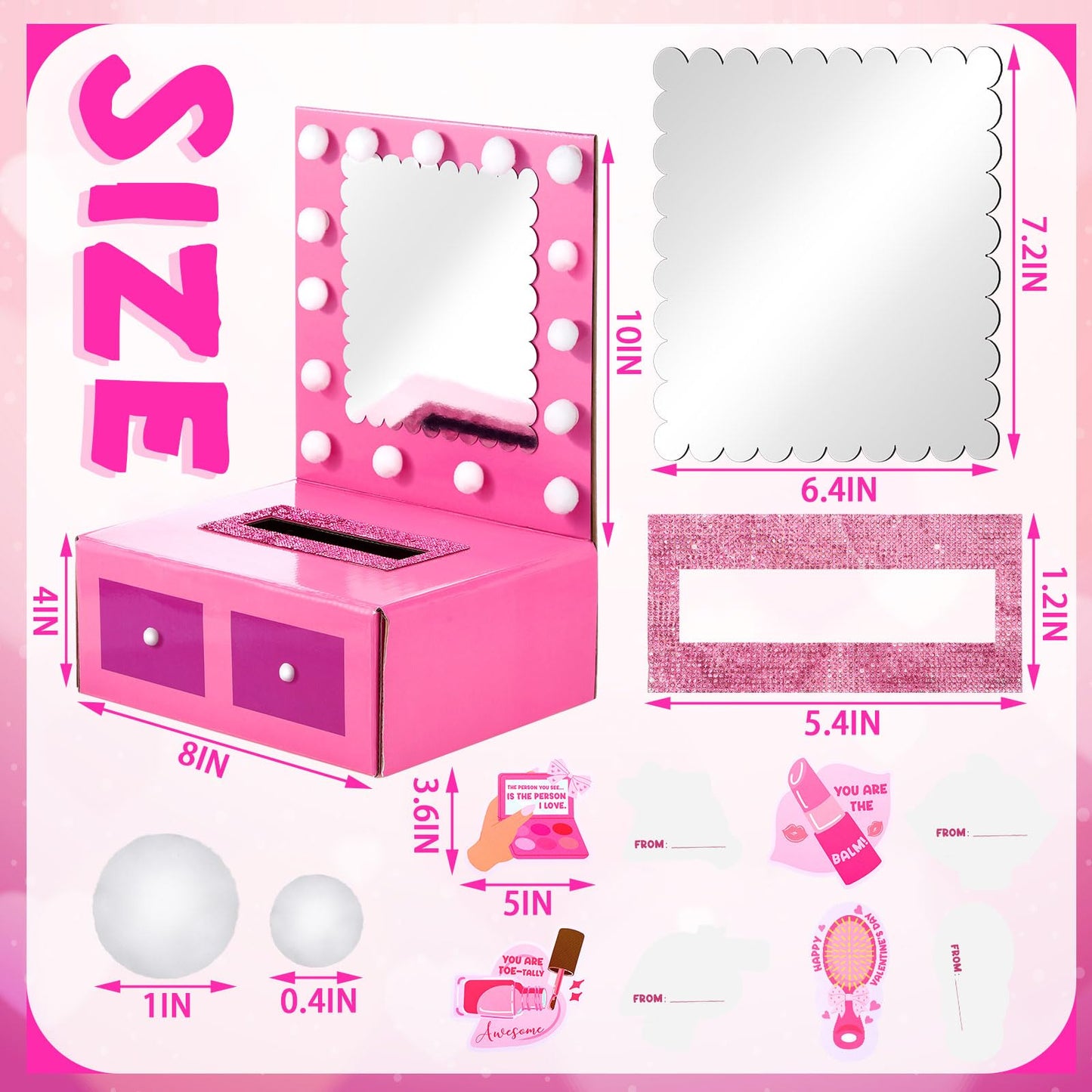 Hollowfly Valentine Boxes DIY Mailbox for Kids with 32 Greeting Cards Valentines Day Table Box Kids Gift for Party Favor Sets f