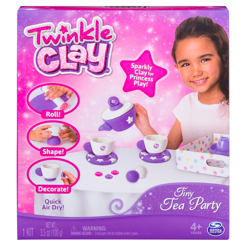 Twinkle Clay  Tiny Tea Party Sparkly AirDry Clay Activity Kit, For Ages 4 And Up