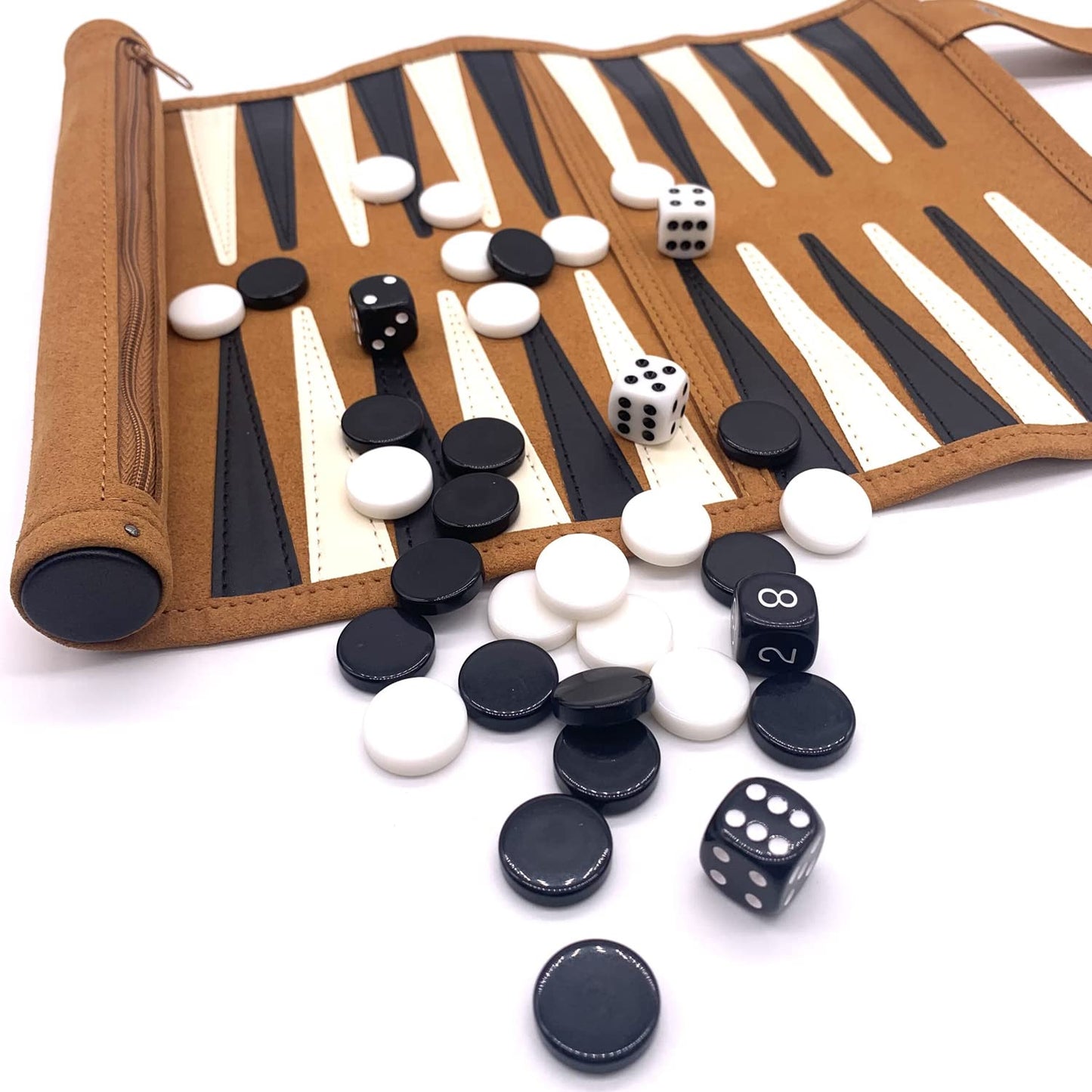 Roll-Up Portable Suede Backgammon Game Set, Foldable Travel Backgammon Games, Portable Lightweight Backgammon Game For Rv Travel