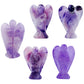 Sunyik Purple Amethyst Carved Guardian Angel Natural Crystal Pocket Statues Figurines 1.5''