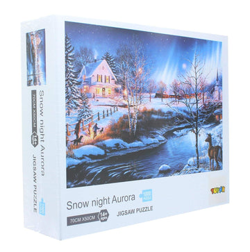 Toynk Snow Night Aurora Jigsaw Puzzle - 1000 Pieces, Multi-color, Paper, Model SA046666, One Size