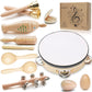 Giaford Toddler Wooden Musical Instruments Kids Drum Set Toy Tambourine Maracas,Rattle, Music Shaker, Stick Bells, Baby Musical 