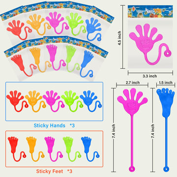 PICcircuit Sticky Hands Bulk 30 PCS Party Favors for Kids 4-8,8-12 Year Stretchy Sticky Hand Feet Valentines Goodie Bags Stuffer