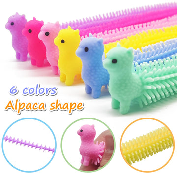 18 Pcs Stretchy String Toys,Alpaca Fidget Sensory Toy,Squeeze Pull Noodles For Boys,Girls,Adults,Party Favors Prizes,Calm Relax