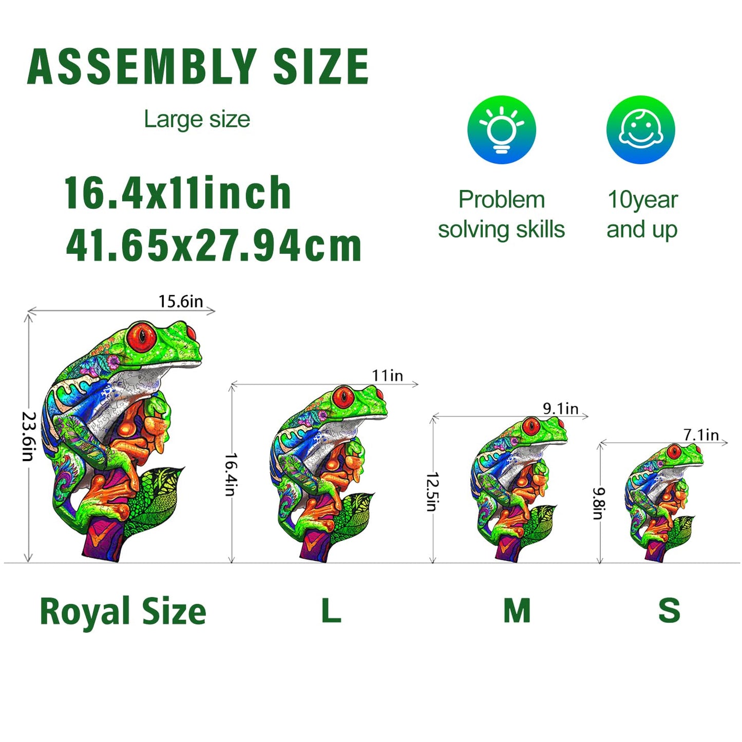 Jigfoxy Wooden Puzzle For Adults, Tree Frog Wooden Jigsaw Puzzles For Adults Kids, Unique Animal Shape Wood Cut Puzzles For Frie