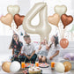 Biapian 40 Inch Cream Number 4 Balloons, Cream White Large 4Th Birthday Balloons With 18'' Foil Cream Heart Balloon Helium For 4