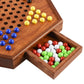 16.5 Inches Extra Large Wooden Jumbo Chinese Checkers Board Game Set With Drawers For Up To 6 Players Classic Strategy Game | Ea