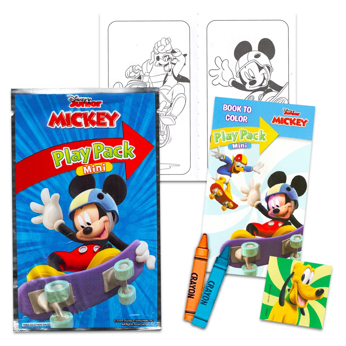 Beach Kids Disney Mickey Mouse Birthday Party Favors Set - Bundle with 24 Mickey Play Packs | Mini Coloring Books, Stickers, and
