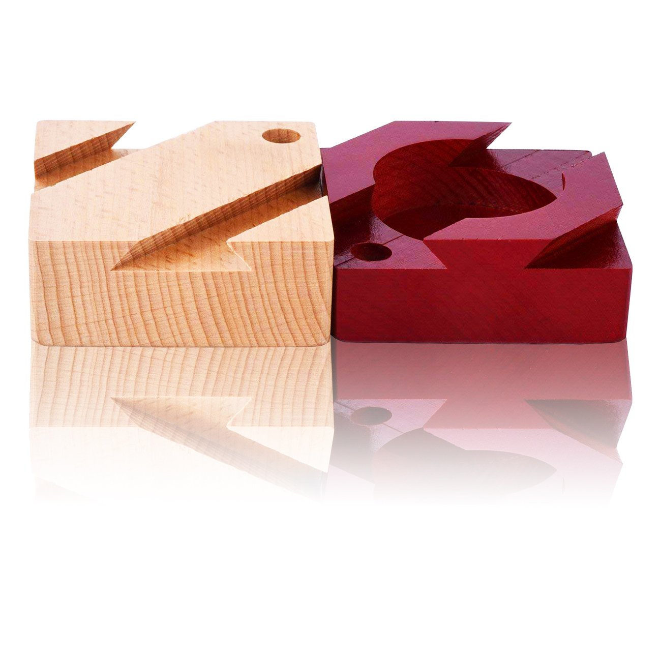 DC-BEAUTIFUL Mini 3D Brain Teaser Wooden Puzzle Box - Small Red Jewelry Gift