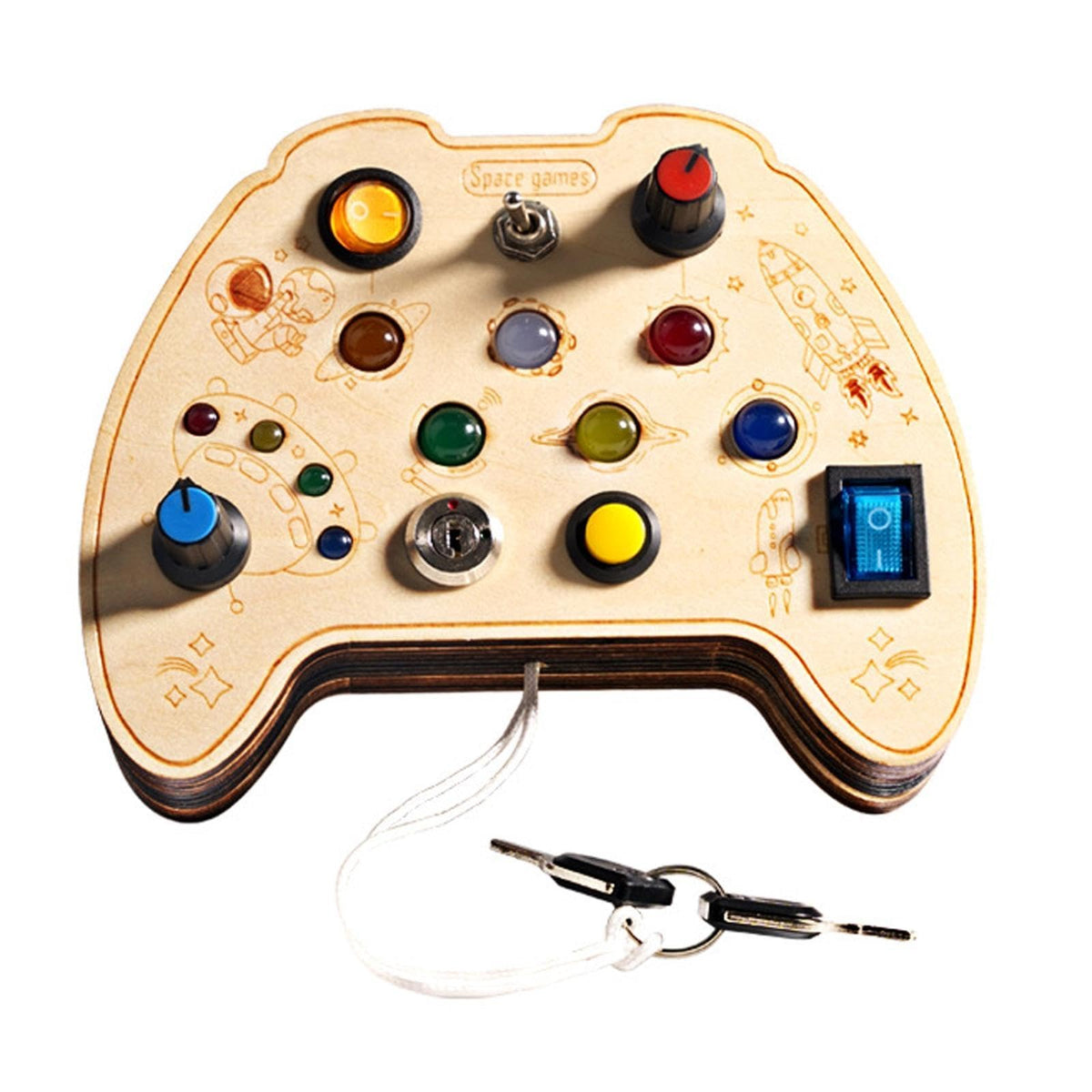 MYADDICTION Busy Board with LED Light up Buttons for Kids Activities Children Boys Girls