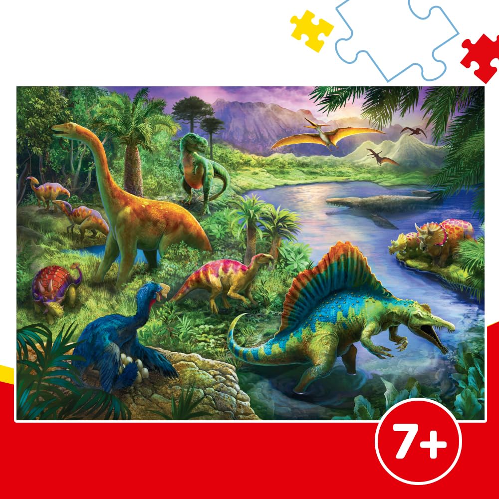 Trefl Predatory Dinosaurs 200 Piece Jigsaw Puzzle Red 19X13 Print, Diy Puzzle, Creative Fun, Classic Jigsaw For Adults And Child