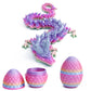 Flavery 3D Printed Dragon in Egg - Flexible Rainbow Crystal Dragon Inside, Colorful Fidget Toy, Birthday Gift, Desk Pet Figure -