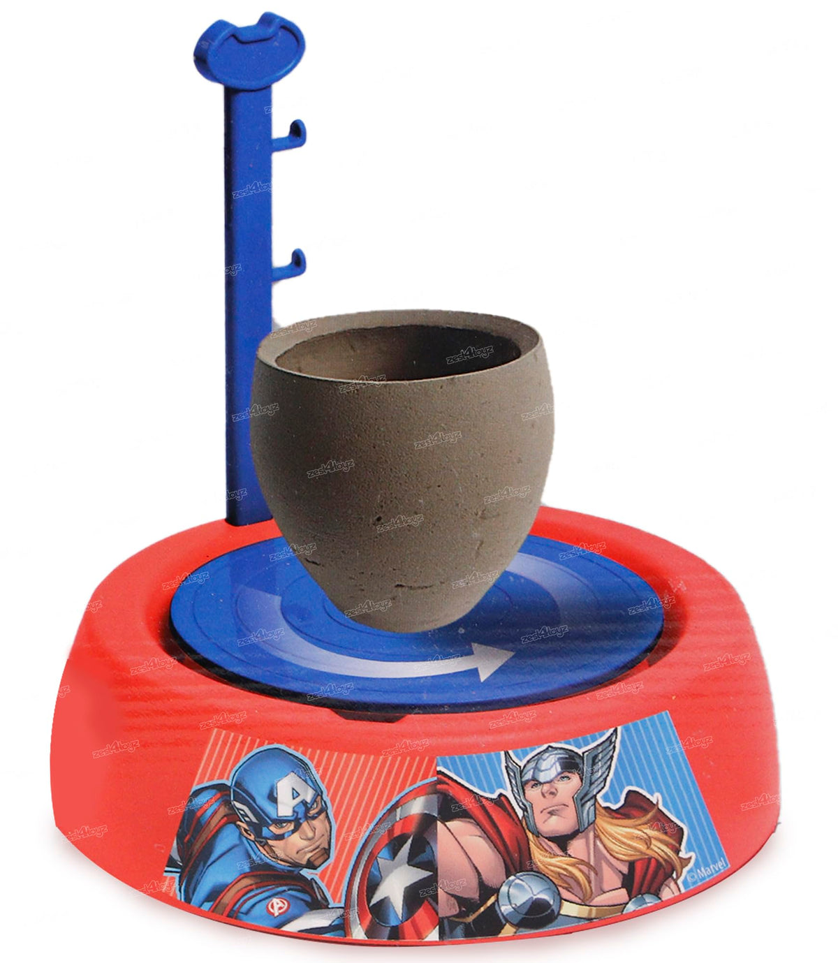 Zest 4 Toyz Battery Operated Pottery Wheel With Molding Clay & Painting Kit Red Coloured Craft Activity For Kids Boys Girls Age 