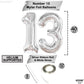 Katchon, Big Silver 13 Balloon Numbers - 40 Inch | 13Th Birthday Decorations For Girls | 13 Number Balloons, 13Th Birthday Decorations For Boys | 13Th Birthday Balloons, 13Th Balloons For Anniversary