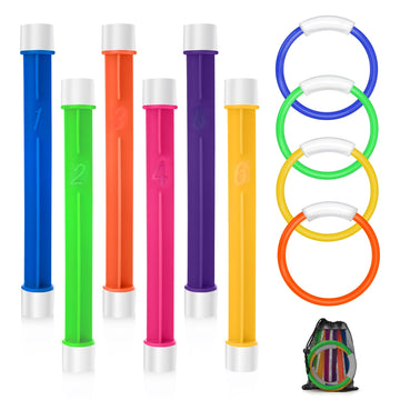 Navdlizu Diving Pool Toys For Kids Age 4-8, Underwater Training Pool Diving Rings Sticks Colorful Sinking Swimming Water Toy Wit