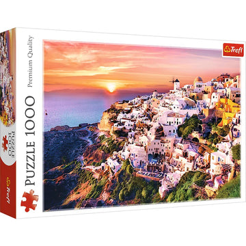 Trefl Sunset Over Santorini 1000 Piece Jigsaw Puzzle Red 27'X19' Print, Diy Puzzle, Creative Fun, Classic Puzzle For Adults And Children From 12 Years Old